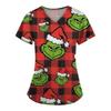 Women's Fashion Printed Short Sleeve V Neck Pattern Tops Pocket Working T-shirts