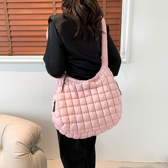 Vrouwen Schoudertas Grote Capaciteit Ritssluiting Effen Kleur Gewatteerde Puffer Gewatteerde Tote Bag Pendelen Winkelen Reizen Crossbody Tas Puff Sling Bag