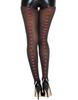 Semi Opaque Black Tights With Red Hearts Mh7125 Brd