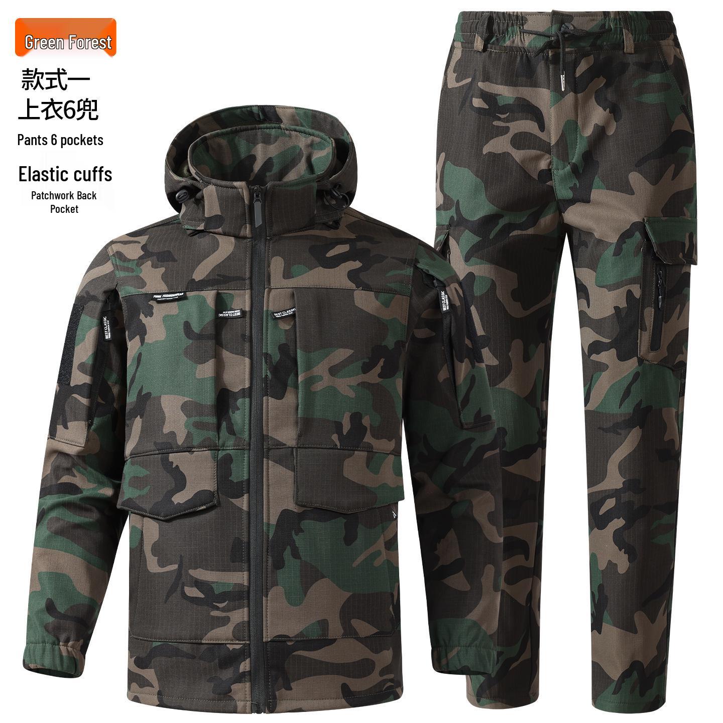 

Men s Camouflage Fleece-Lined Windproof Mountaineering Suit 170 (Recommended 110-120 lbs)