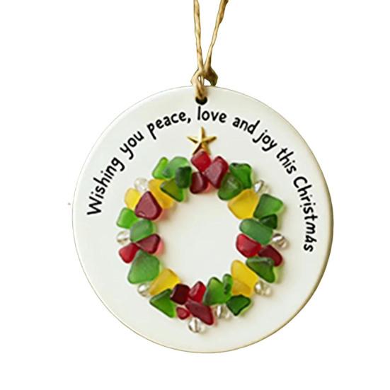 Sea Glass Christmas Ornament Handcrafted Sea Glass Santa/Candy Cane/Tree/Gingerbread Hanging Decor Acrylic Coastal Ornament for Xmas Tree Decor