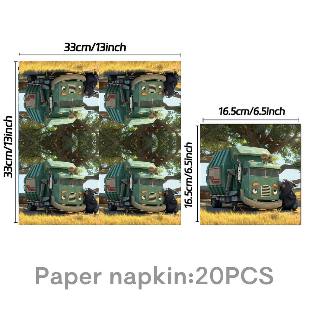 Hank Trash Truck Birthday Party Supplies Plate Cup Backdrop Balloons Cake Topper Gift Bag For Kids Favors Birthday Decoration
