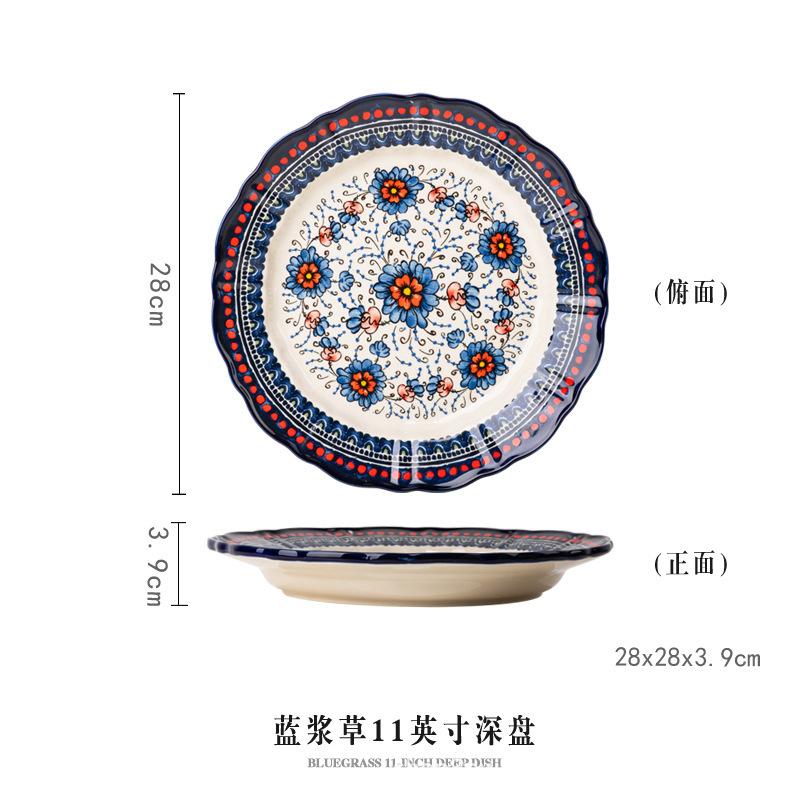 Ceramic bowls and plates Household creative tableware Soup noodle salad bowl Rice bowl Vegetables Fish plate