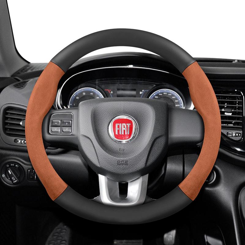 

Підходить для Fiat Замша Матова Текстура Вуглецевого Волокна Обкладинка на Кермо Підходить для 500 Grande Punto Evo 169 Ducato Bravo Tipo Linea Albea Panda