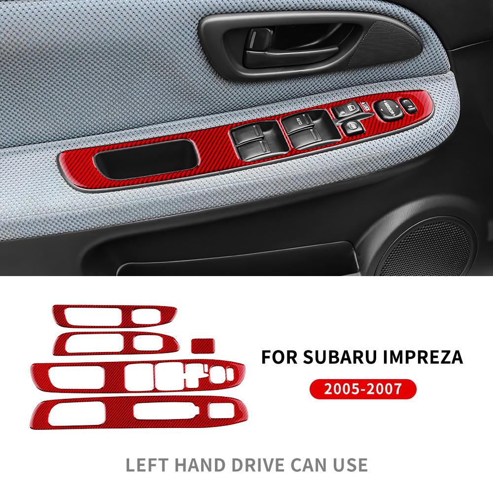 Real Soft Carbon Fiber Sticker For Subaru Impreza 2005 2006 2007 Car LHD Window Button Panel Frame Interior Accessories