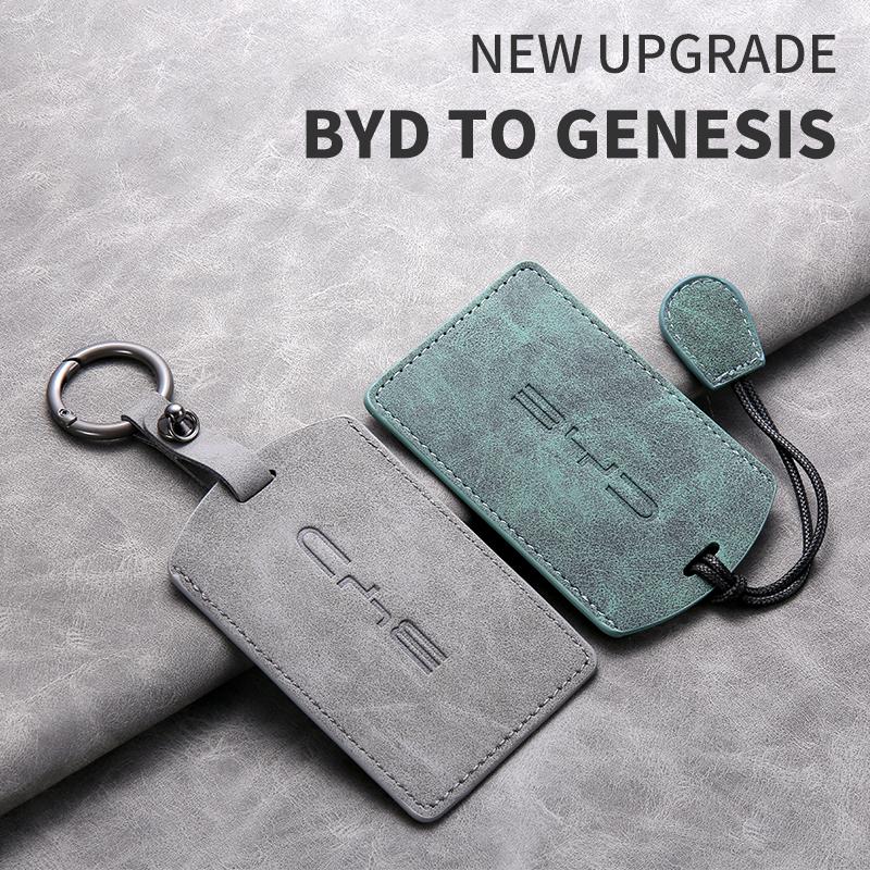Sheepskin Leather Car NFC Card Samrt Remote Key Cover Case Shell Protector Holder For BYD S7 S6 L3 M6 F3 F0 Keychain Accessories