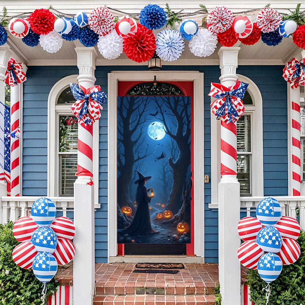 Forest Banner Full Moon Moonlight Banner Witch Banner Dark Forest For Scary Theme Party Haunted House Outdoor Decoration