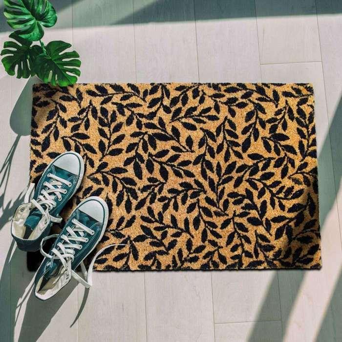 Coconut Fiber Doormat Natural Black Twig Pattern 60x40