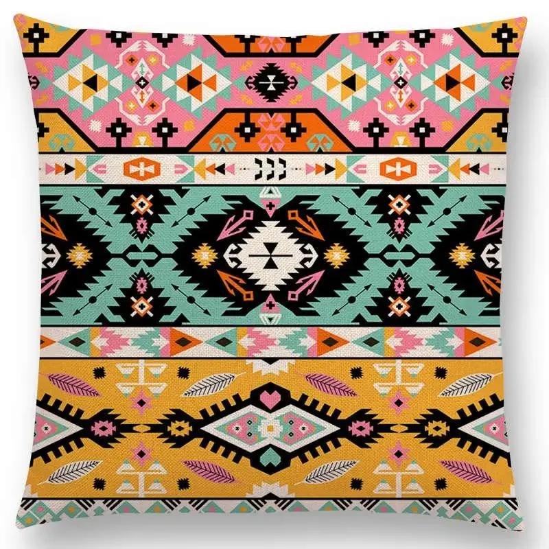 Newest Bohemia Cushion Cover Vintage Pattern Ethnic Striped Navajo Arrow Sofa Throw Pillow Case