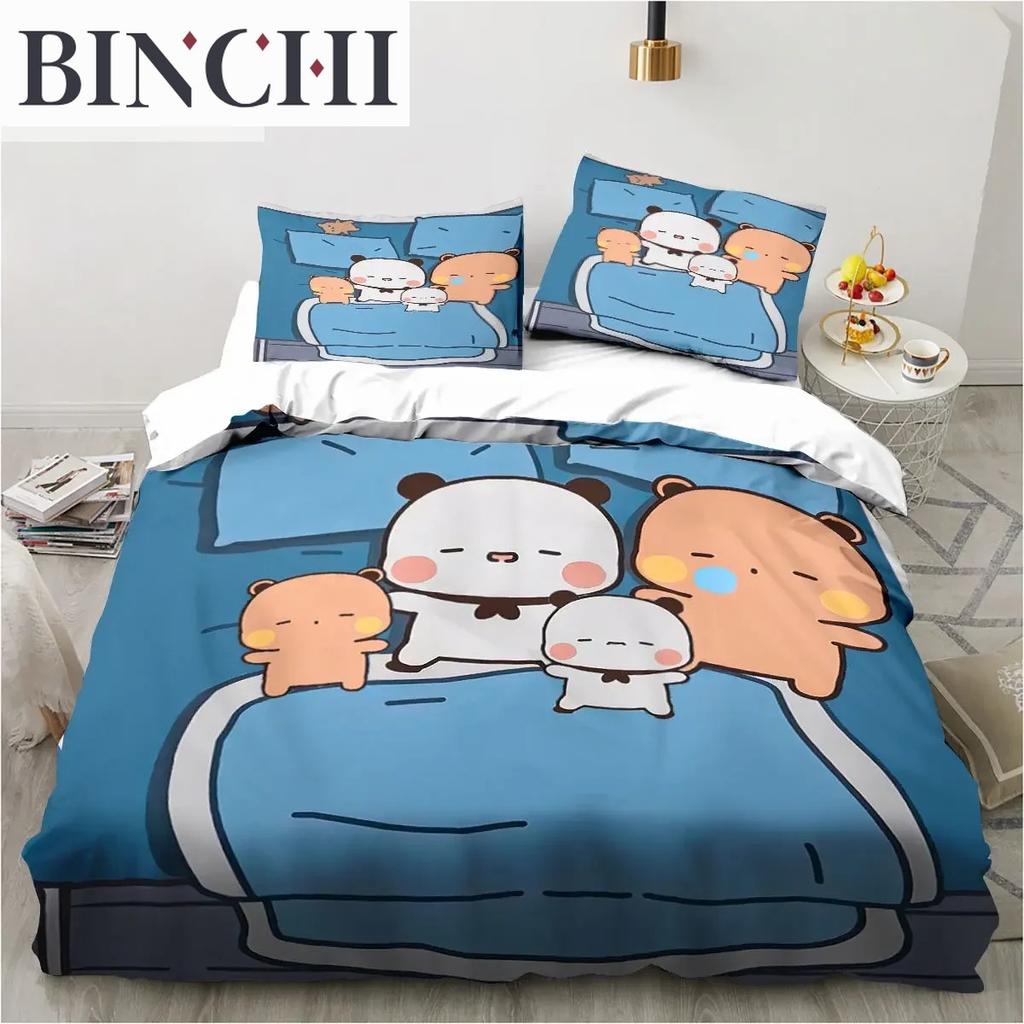 Bubu Dudu Cartoon Cute Bear Kawaii Christmas Gift King Twin Double Child Bedding Set Microfiber or Polyester Duvet Cover Set
