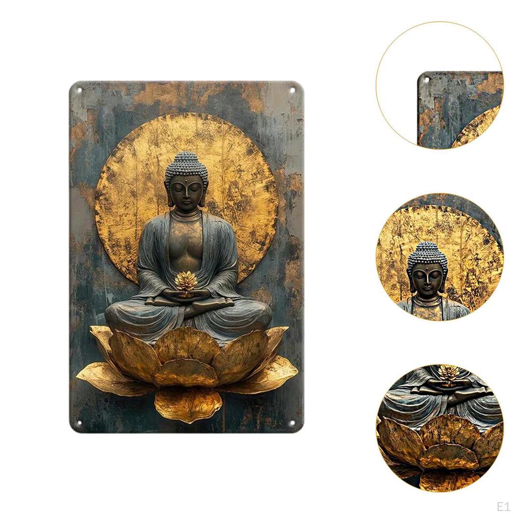 2D Buddha Mural, Home Decor, Retro Plaque, Artwork for Office, Billiard Room, Bar, Studio, Living