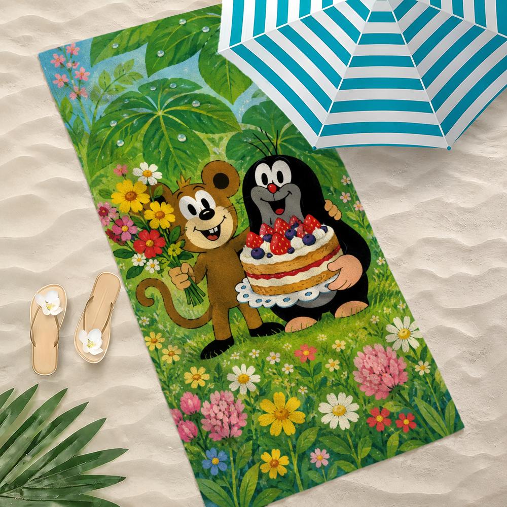 Cartoon T-The Little Mole Towel Towel Beach Towel, Quick Drying Absorbent Bath Towel for Swim,Gym,Camping,Outdoor Hot