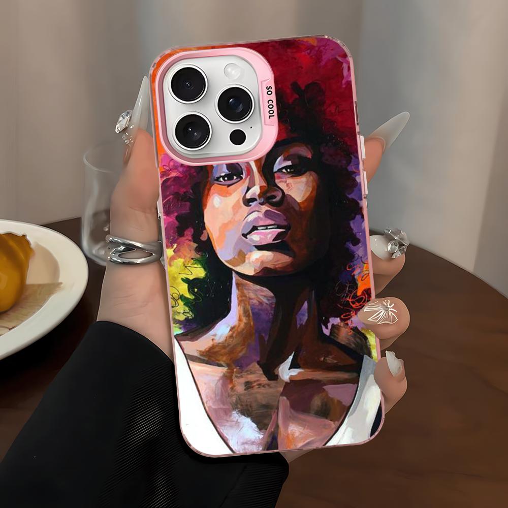 Afro Girls Art Phone Case For iPhone 16 15 14 13 12 11 Pro Max X XR XSMAX 8 7 Plus Matte Shockproof Back Cover