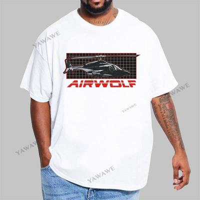 Tshirt Men Cotton Tops Airwolf TV Series Air Wolf Helicopter On Grid Licensed Tee Shirt Black Male Fashion T Shirt Euro Size