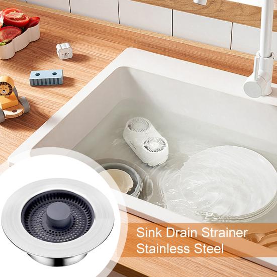 Stainless Steel Kitchen Sink Filter 3-in-1 Design Odor Blocking Anti-Clog Universal Fit
