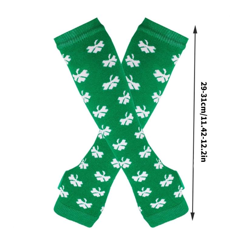 Irish Costume Set Beads Necklaces Skirt Long Gloves Headbands Saint Patrick's Day Costume Accessories for Parades