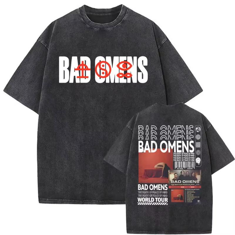 Washed Vintage Bad Omens Band Tshirt THE DEATH OF PEACE OF MIND T-shirts Men Women Oversized T Shirt Rock Gothic