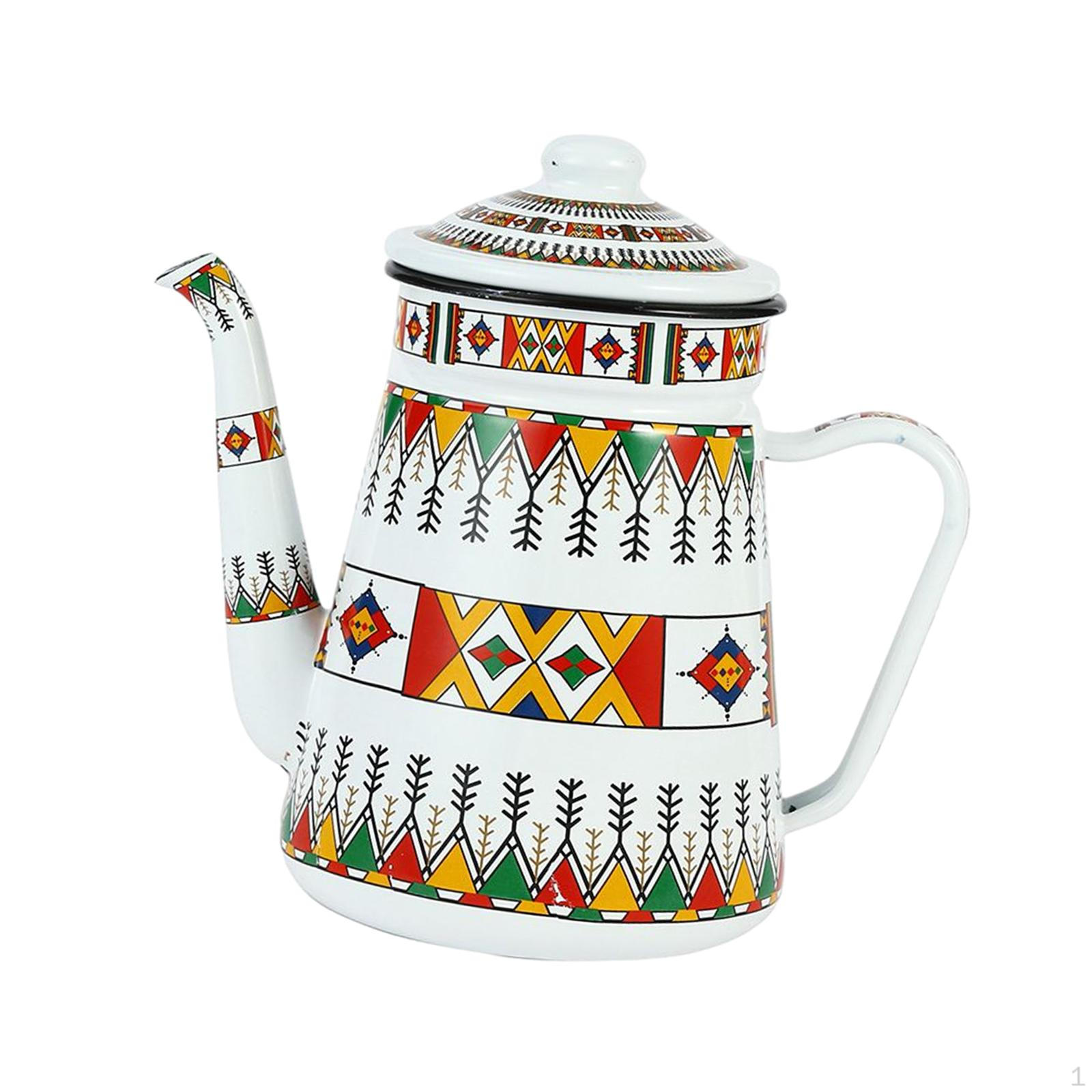 

Емальований кавник з квітковим малюнком і ручкою Чайник для індукційної плити White 1.2L