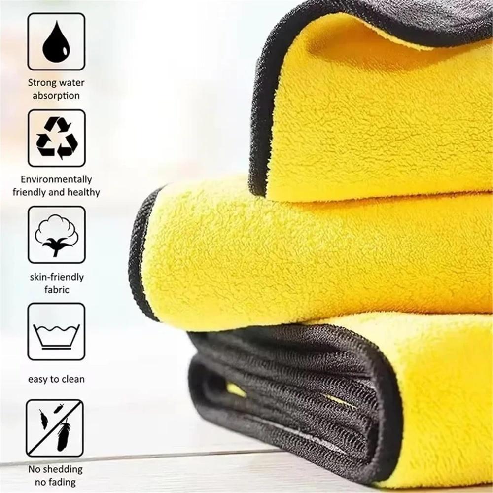Microfiber Car Cleaning Towel Thicken Soft Drying Cloth Auto Body Washing Towels Double Layer Clean Rags Detailing