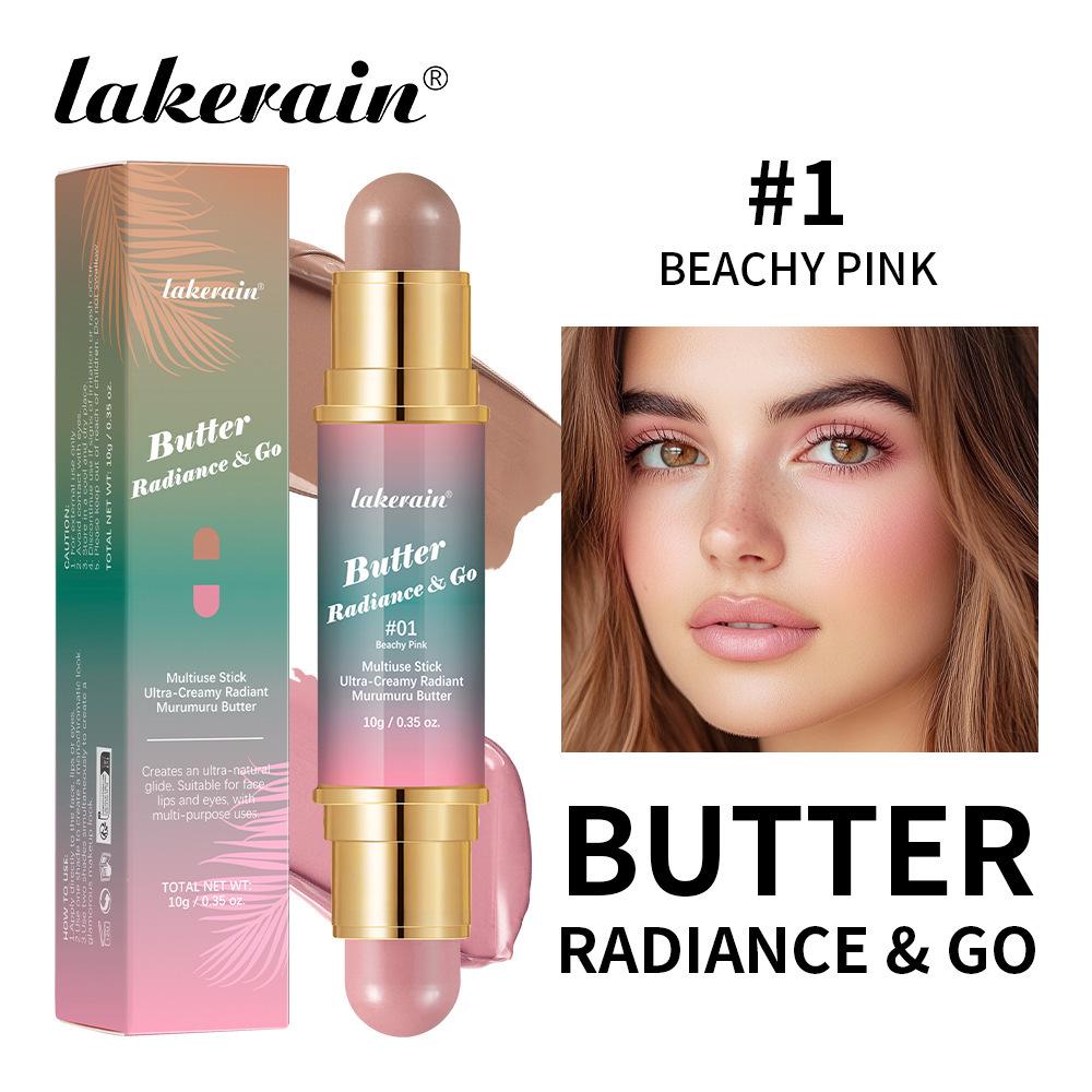 Lakerain Butter Multi-Functional Double-Ended Blush & Contour Stick - Silky, Three-Dimensional, Long-Lasting Makeup