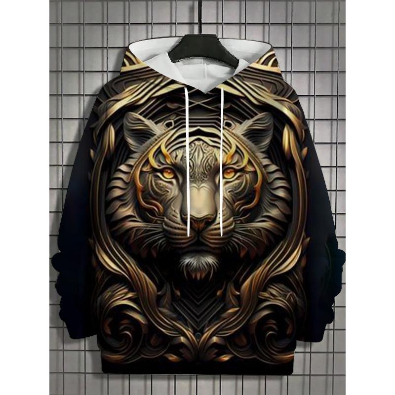 Bandana Print Men's Fashion 3D Print Hoodie Hoodies Blue Brown Crew Neck Fall Winter Designer Hoodie Sweatshirt