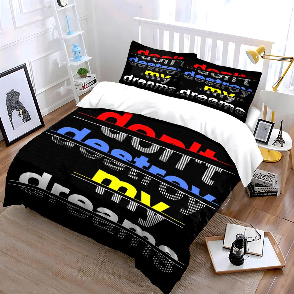 Bold multicolor text design. Bedding sets Duvet cover sets Duvet covers Pillowcases(1 * Duvet Cover 2 * Pillowcases without duvet insert)