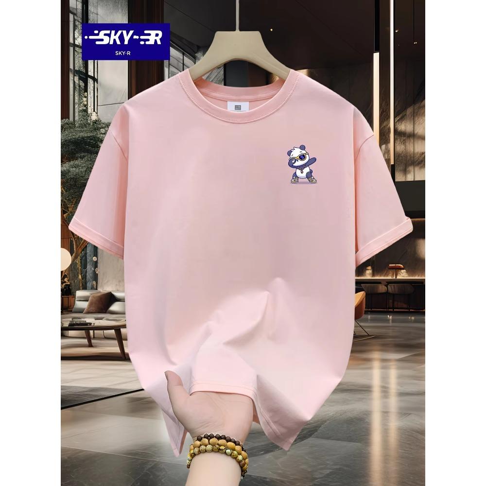 

Мужская летняя модная повседневная футболка с коротким рукавом и круглым вырезом, свободного кроя, из 100% чистого хлопка, с принтом в виде мультяшного медведя XXXXXL розовый