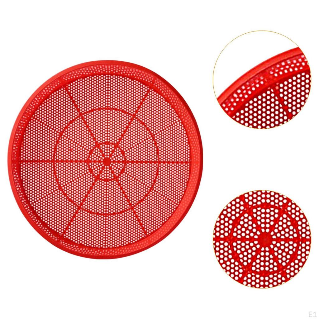 Red Round Sieve Drying Fine Mesh Practical Easy Clean Food Rack Fish Grains for