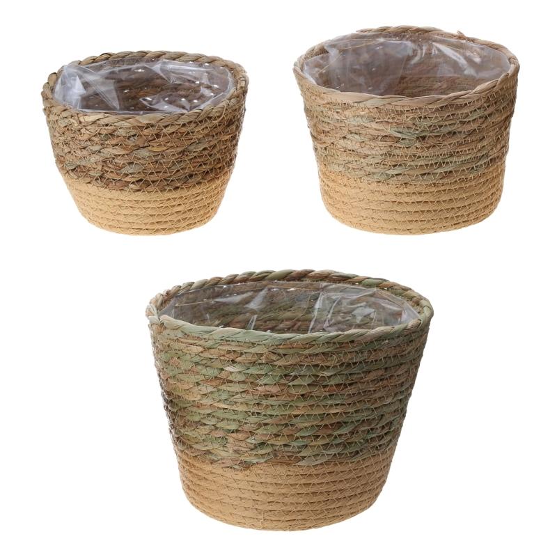 

3 шт./компл. соломенные корзины для комнатных растений, садовые цветочные горшки, корзина для хранения ручной работы, контейнеры для цветов, домашний декор