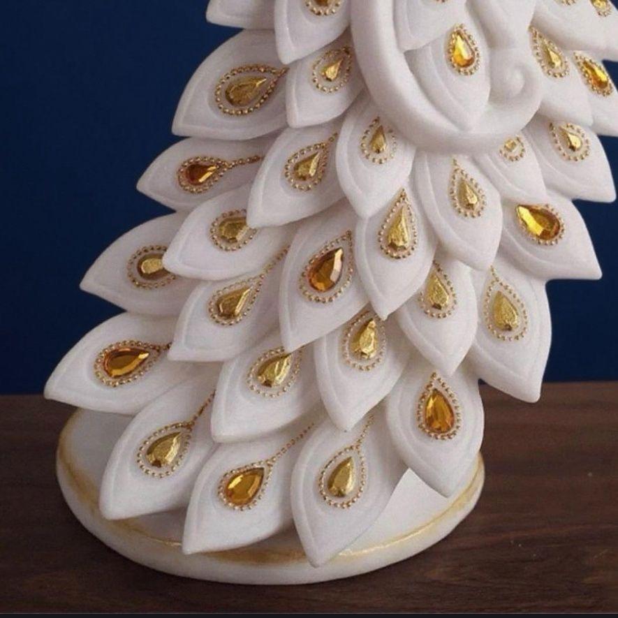 Europe Blanc Luxe Sculpture Paon Résine Ornements Maison Salon Hall Figurines Artisanat Hôtel Bureau Bureau Statue Décoration