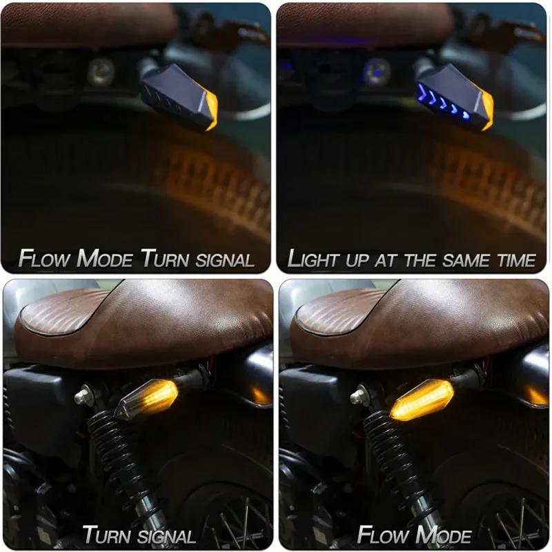 Motorcycle Turn Signal LED Indicator Blinker Light White Amber DRL Arrows LED Sequential Flowing 12V 10mm For Honda For Yamaha