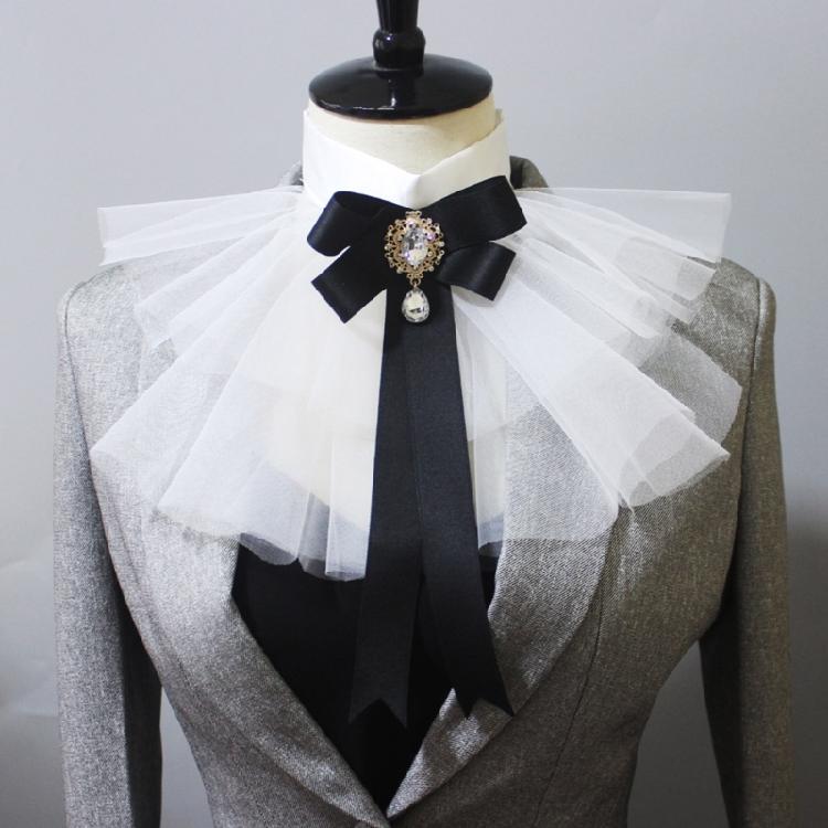 Jabot à Volants Superposés Steampunk avec Nœud Cravate Accessoires de Costume Cosplay