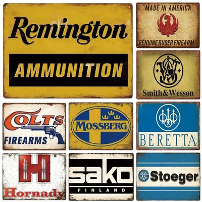 Metall Blechschilder Pistole Stonger Beretta Wesson Colt Vintage Lustige Kunst Wanddekorationen für Zuhause Man Cave Garage Café Bars Clubs