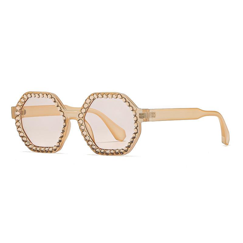 Trendy Polygon Pearl Sunglasses With Uv400 Level For Travel And Parties