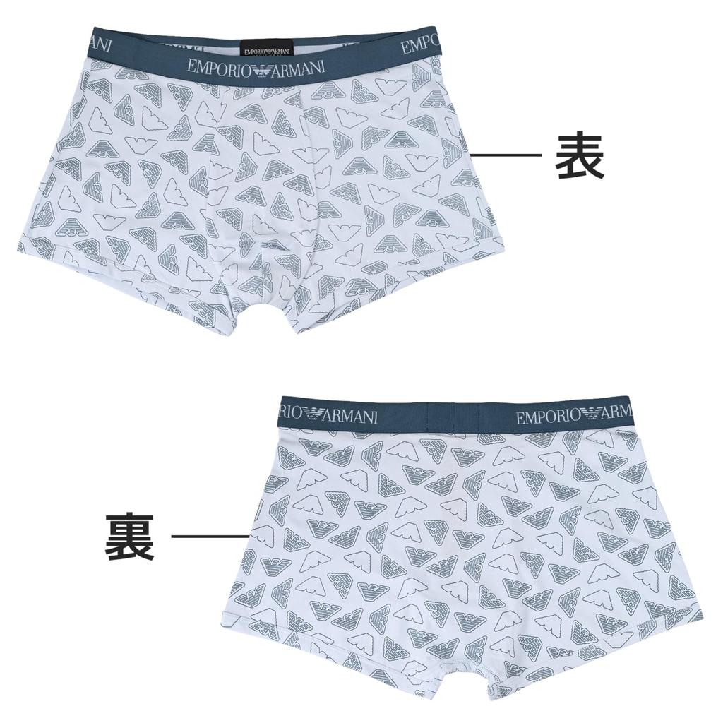 Emporio Armani men's boxer briefs, plain with logo, 3-pack, size M, blue, EM000260 AF20671 MB254, Made in Italy [Parallel Import]