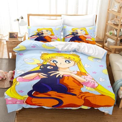 Sailor Moon Sada povlaku na přikrývku Ložní prádlo Sady přikrývek King Size 3D Chlapecká Dívčí Ložní souprava