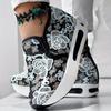 Bunte Jacquard-Stickerei Keilabsatz-Sneaker, Damenschuhe