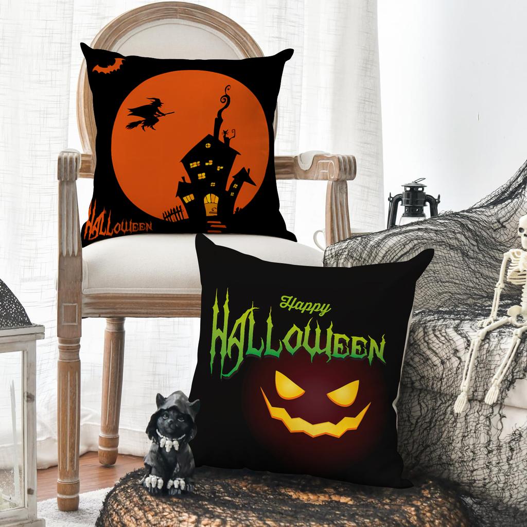 1/4Pcs Halloween Pillowcase, Halloween Witch Castle Cushion Cover, Decorative Sofa, Living Room, Bedroom Cushion Cover