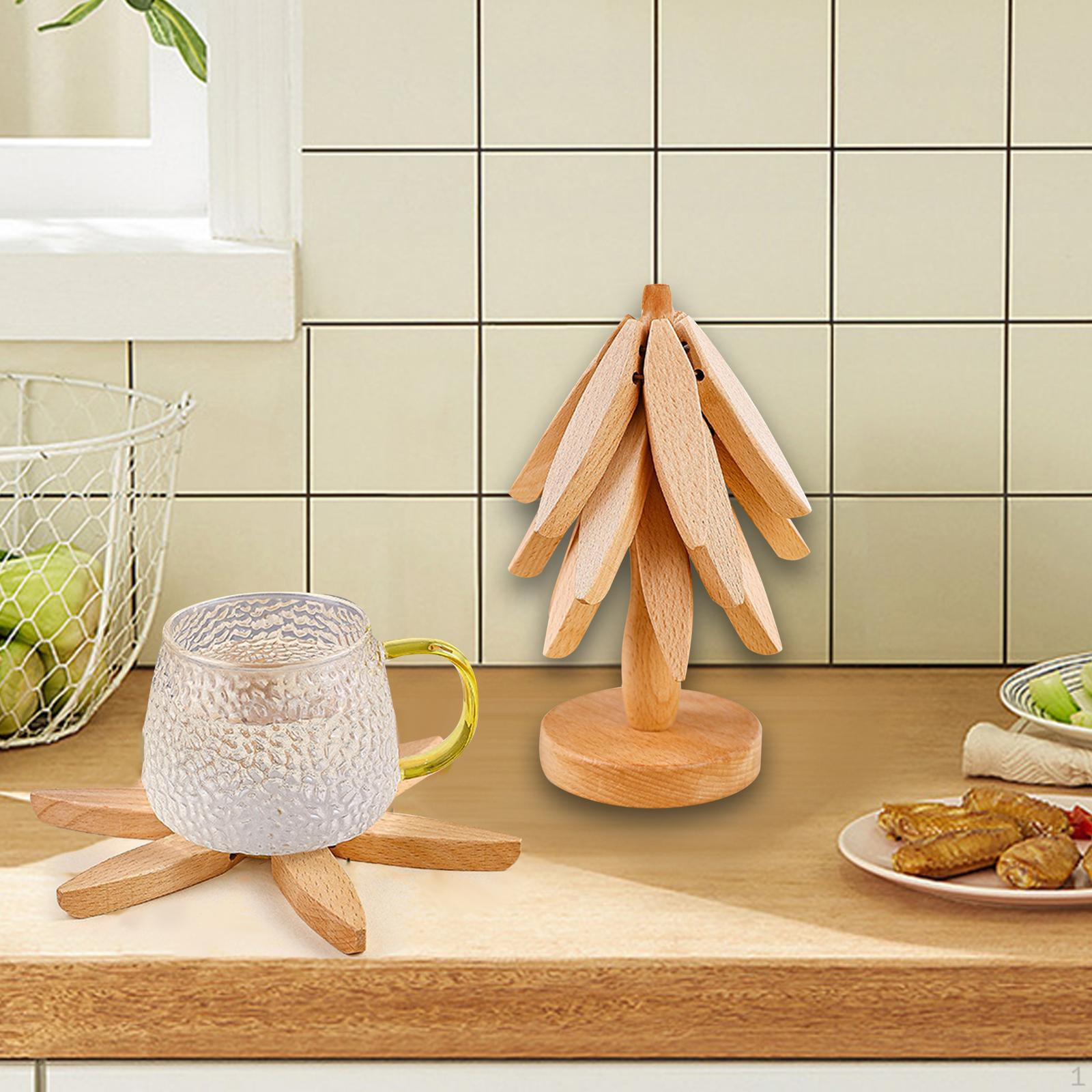 

3 шт. складной деревянный коврик для стола держатель для кастрюли креативная деревянная подставка под напиток защита beech color