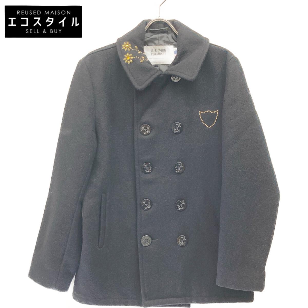 

SCHOTT ×HTC 41082 Black Wool Studded Pea Coat coat 40 blackUsed