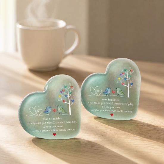 Inspirational Hanging Ornaments Heart Ornament with Heartwarming Message, Best Friend Decorative Acrylic for Friends Keepsake, Desk Decoration