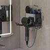 Punch-Free Wall-Mounted Hair Dryer and Bathroom Storage Rack
