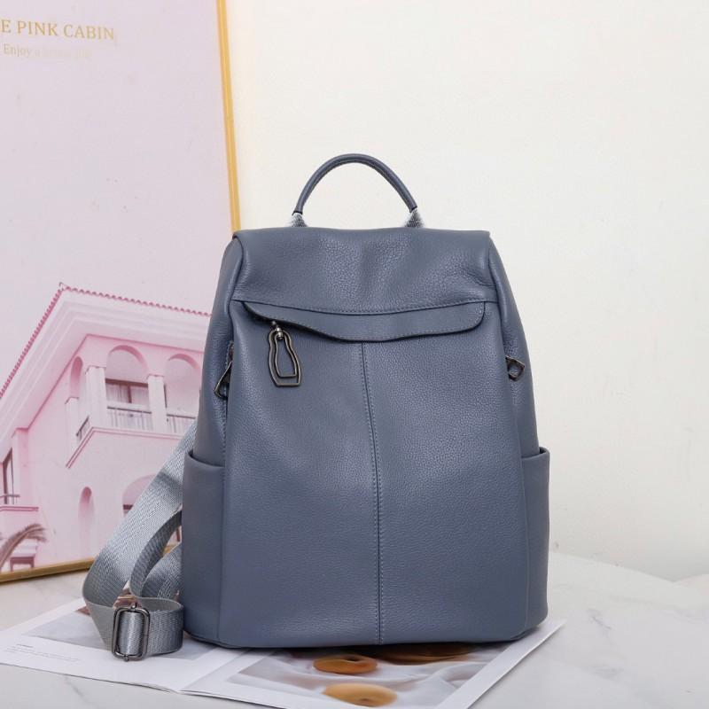 

Genuine Leather Backpack Women In Early Korean Style All-matching Fashionable Soft Casual Bag Length 31 width 17 height 32cm озеро синий