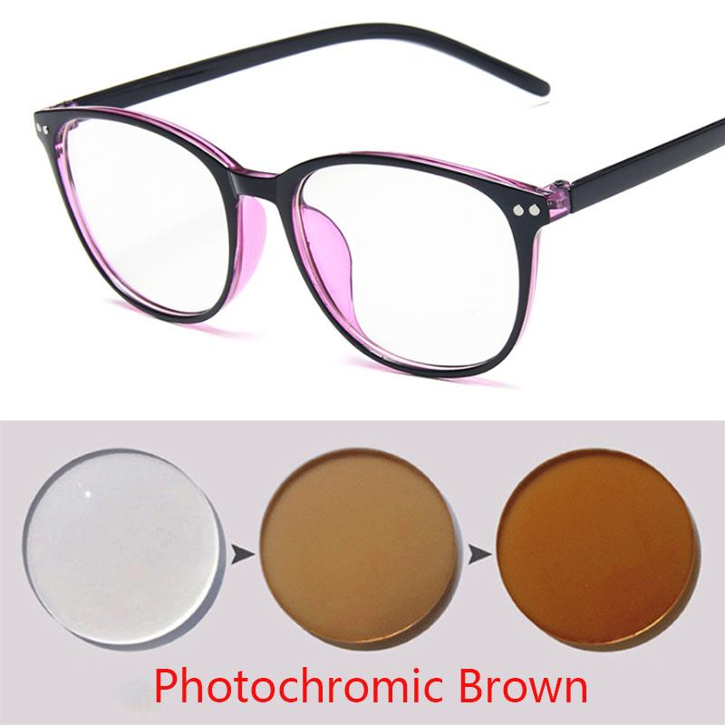 Rivets Round Finished Myopia Glasses Women Nearsighted Photochromic prescription -1.0 -1.5 -2.0 -2.5 -3.0 -3.5 -4.0 -4.5 -6.0