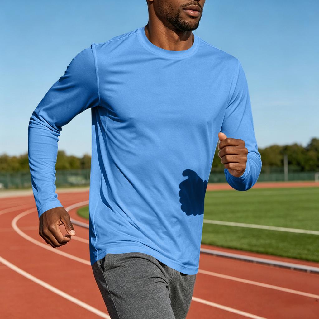 Men's Casual Loose Fit Long Sleeve Shirt Crew Neck Lightweight Soft Fabric Comfortable Everyday Wear