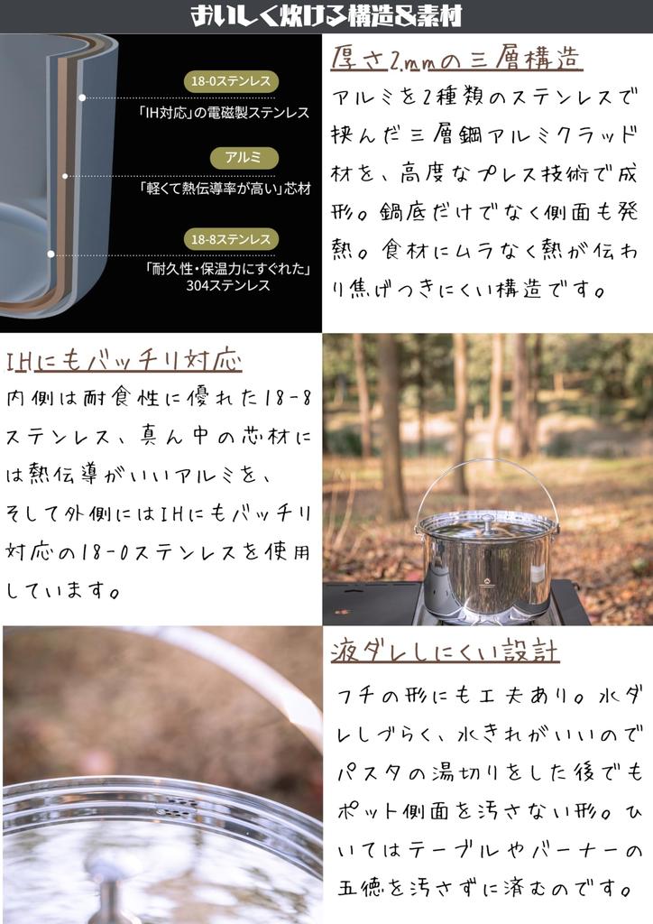 CAMPING MOON Camping Outdoor Large Pot Stock Pot Stainless Aluminum All Three Layer Steel Pot 5.8L CC-24