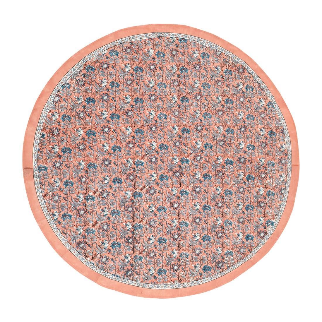 

Round Cloth Amabile Block Print Apricot Cotton [Tomo Corporation] 140cm 100%