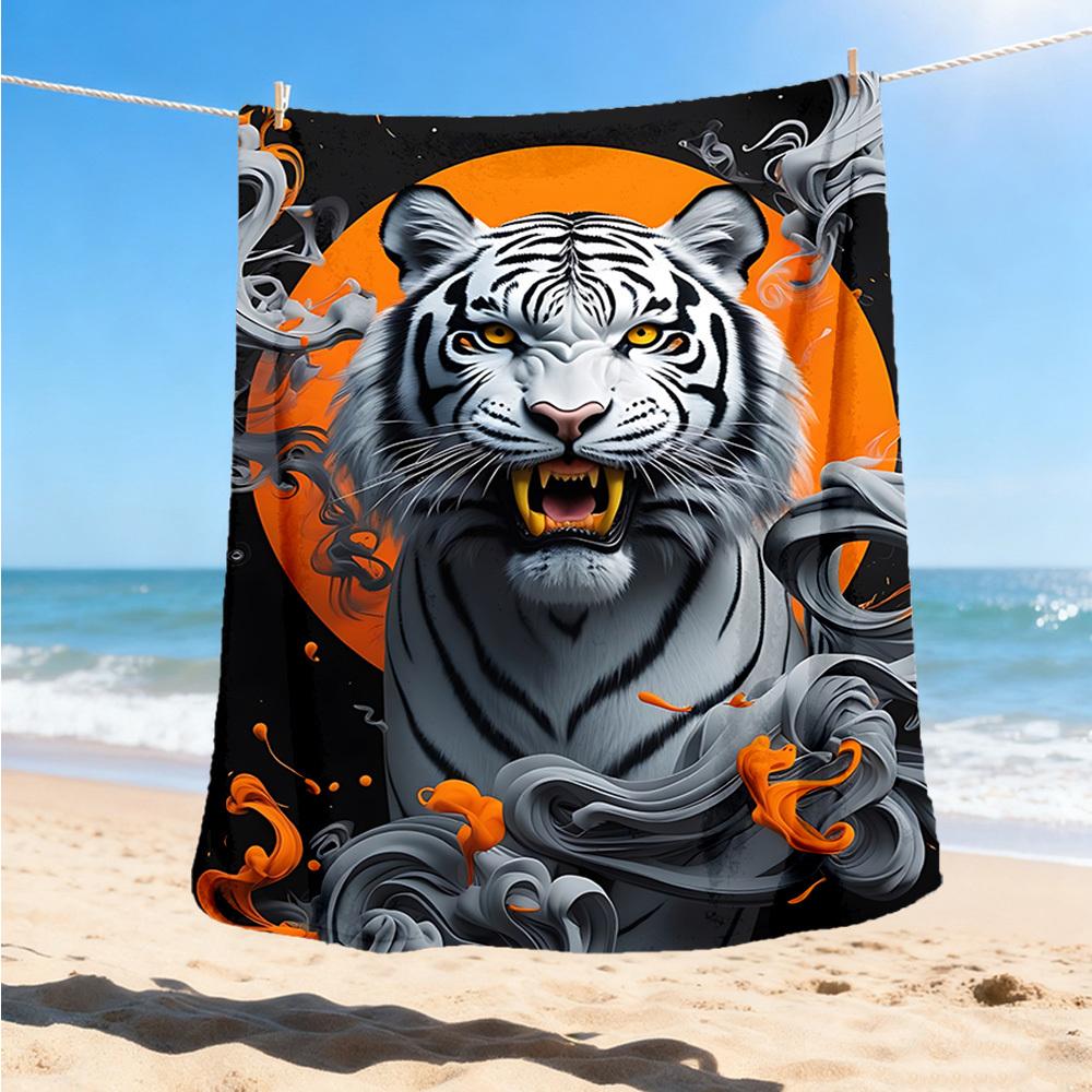 1pc Tiger Art Print Throw Blanket Polyester Fiber, Lightweight Flannel, Soft & Warm, All Season Use for Outdoor, Camping Digital Print