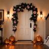 Artificial Maple Leaf Pumpkin Vine Garland with Light String 170-180cm Halloween Decorative Branches for Indoor Outdoor Use