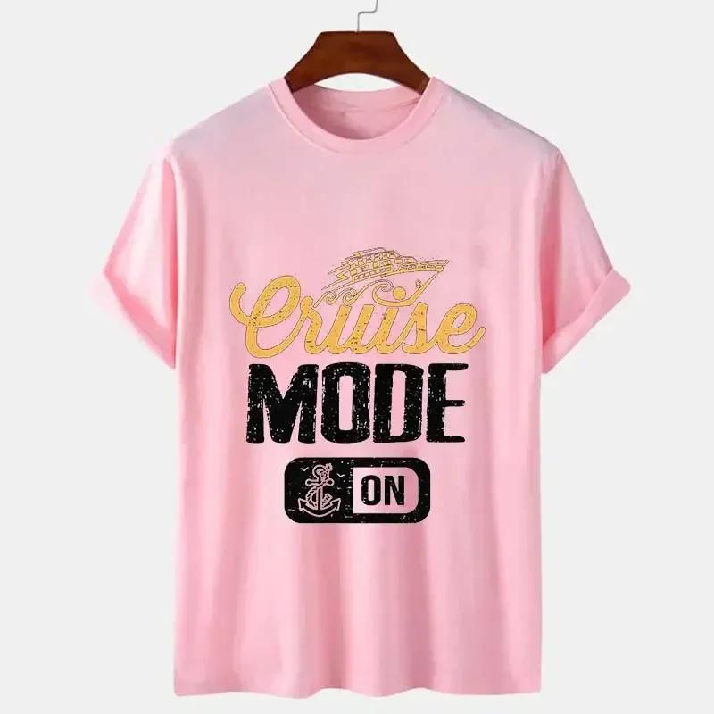 Men's Tshirt Fashion Vintage Cruise Mode On Graphic T Shirt Male O Neck T-shirt Oversized Tops Summer Unisex Women Clothing Tees